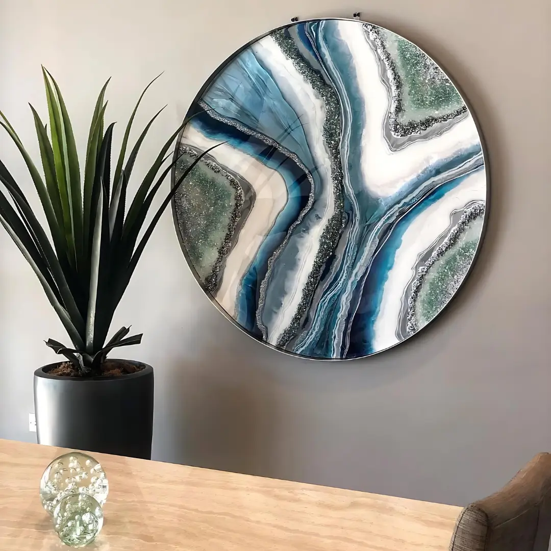 Tableau Bleu Ciel Rond -  Résine Uniquement