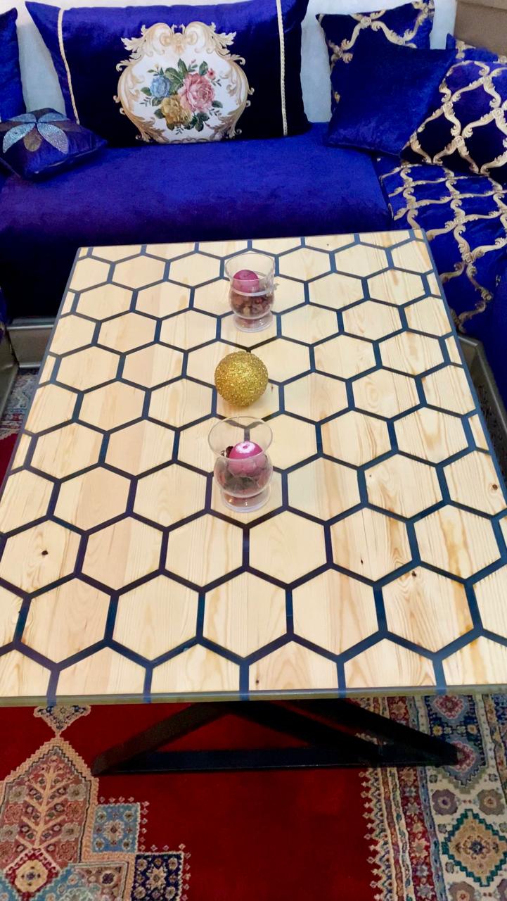 CIEL D'AZUR – Table basse en résine époxy 3D